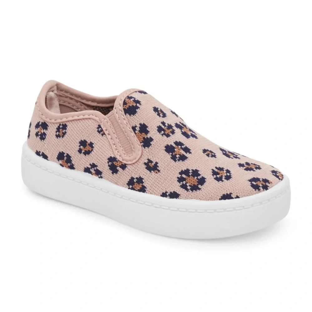 Carter's Pink Slip-On Sneakers with Black Leopard Spots